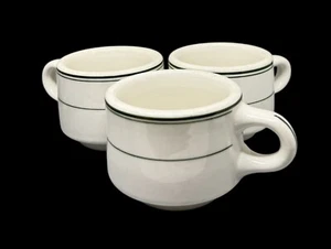 Set Of 3 Vtg 1970 Homer Laughlin Stackable Rest Ware Best China White Green Cups - Picture 1 of 7