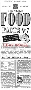 WW2 Ministerium für Ernährung Info. ANZEIGE "Food Facts Nr.7" Original Printanzeige 727/24 - Bild 1 von 1