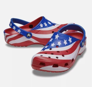 NEW Crocs Classic American Flag Clogs Men’s Size 6 Womens 8 Team USA Patriotic - Picture 1 of 15