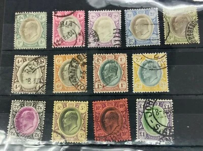 SUDÁFRICA / TRANSVAAL 1904 0,5d a £1 SG 260 - 272 Sc 260 - 280 Set 13 FU Foto 1 de 2