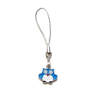 Bijou accessoire portable GSM SAC MP3 / Breloque CHOUETTE BLEUE / Dragonne argen - Photo 1 sur 1
