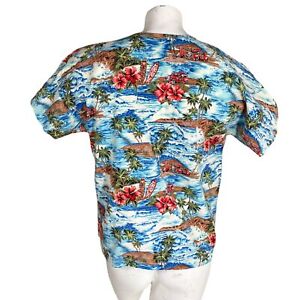 Palm Trees Woody Wagons Surfboards Waves Small Scrub Top 