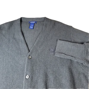 Vintage Izod Sweater Mens Sz Large Grey Rugby Made In USA College Preppy Nerdy - Picture 1 of 21
