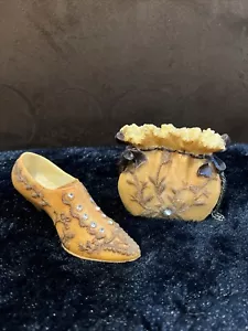 Vintage Avon gelbe Miniatur Schuh und Handtasche Figur Sammlerstücke - Bild 1 von 5