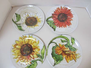 Pottery Barn 4er Set Sonnenblume Melamin 9 Zoll Teller NEU MIT ETIKETT - Bild 1 von 5