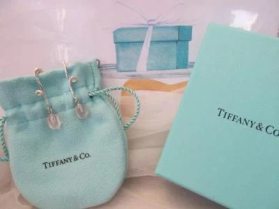 Tiffany & Co. Pink Rose Quartz Twirl Dangling Dangle Sterling Silver Earrings - Image 1 of 4