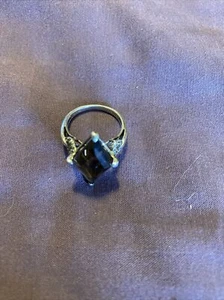 Sterling Silver Large Smoky Quartz Diamond Shape Ring - Picture 1 of 5