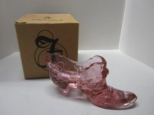 Fenton Art Glass Madras Slipper Shoe Embossed Flowers with Box 9295 PJ - Picture 1 of 17