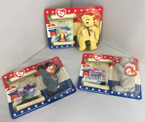 American Trio Set McDonalds Ty Beanie Baby Babies 2000 NIP Righty Lefty Libearty - Picture 1 of 9
