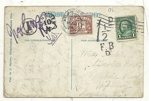 USA PPC ATLANTIC CITY PIER 1½d GB POSTAGE DUE STAMP ADDED IN LONDON UK 1924 - Picture 1 of 2