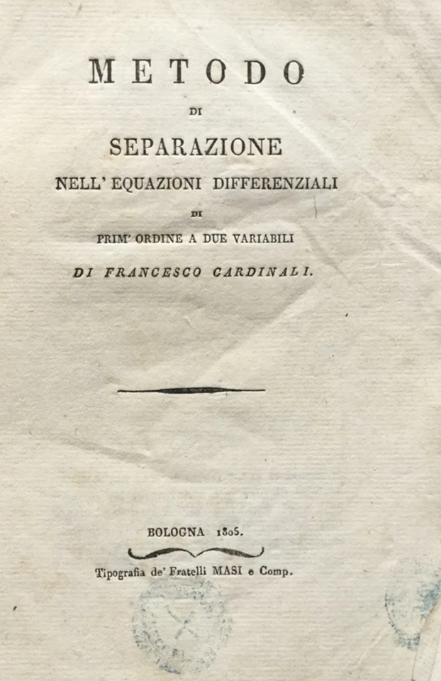 Metodo de Separación en La Equazioni Diferencial De Prim Orden A Due Variabi - Imagen 1 de 1