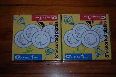 Libbey Cocktail Time Plates 8" (2 Boxes of 4 Plates)  NIB-8 Different - Image 1 of 4