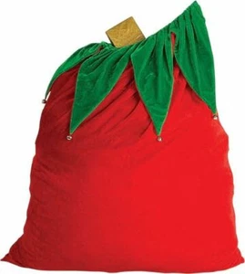 Rubies Velvet Santa Bag Sack w/ Bells Adult Christmas Costume Accessory 26504 - Picture 1 of 3