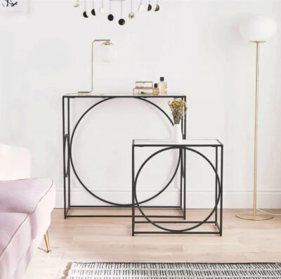 Set of 2 Marble Console Nesting Tables Stackable Nest of Side End Tables - Image 1 of 4