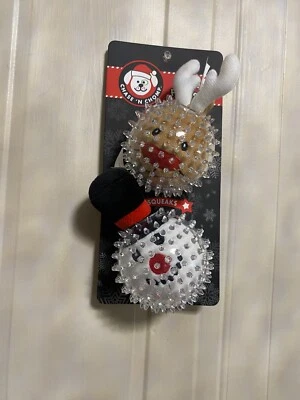 Chase 'n Chomp Durable TPR Squeaking Fetch Ball Dog Toy, 3" Holiday Collection - Image 1 of 4