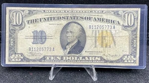 Yellow Seal $10 Ten Dollar North Africa WWII  Silver Certificate 1934A Circ Z12 - Picture 1 of 2