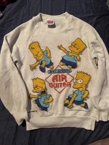 BART Simpson Air Guitar 1990 Sweatshirt Youth Small, Vintage, Simpsons - Picture 1 of 5
