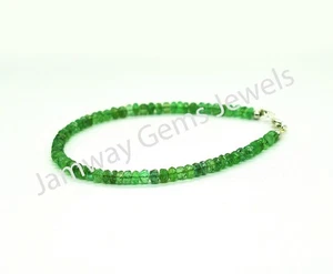 AA Natural Zambian Emerald Beaded Bracelet, Green Emerald Faceted Roundel Beads - Picture 1 of 3