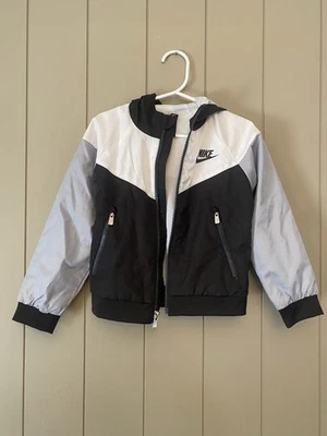 Toddler Boys Kids Nike Windbreaker Hooded Hood  Jacket Black Gray White 3T - Image 1 of 4