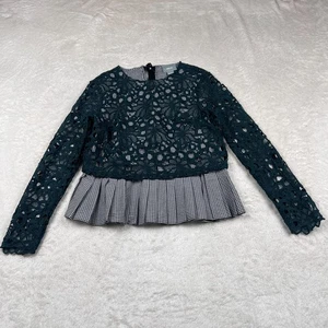 Maeve by Anthropologie Damenoberteil Gingham & Spitze Small Langarm hinten zum Binden - Bild 1 von 10