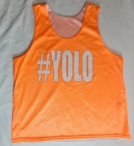 ADULT YOUTH MEN WOMEN EXIST YOLO SPORT REVERSIBLE NEON ORANGE WHITE MESH JERSEY - Picture 1 of 1