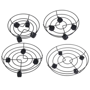 Round Flower Pot Rack Plant Movers Trolley for Garden Heavy Planter Indoor - Picture 1 of 27