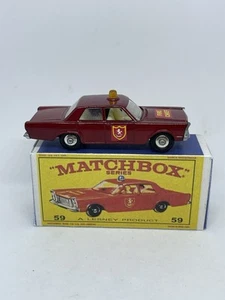 Coche Lesney Matchbox 55 59 personalizado Ford Galaxie Fire Chief con caja de reproducción - Imagen 1 de 6