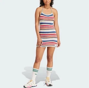 Adidas Originals Kseniaschnaider abito donna multicolore in maglia con scollo a V - Foto 1 di 11