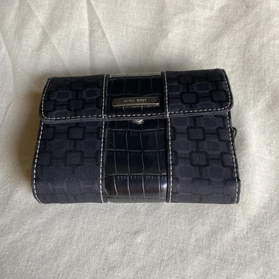 Nine West Black  Quad Fold Wallet W/Zip Around Coin Purse Snap Close - Image 1 of 4