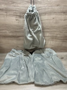 Travelon Set of 3 Shoe Bags Gray Fuzzy Soft Fleece Draw String Bag EUC Free Ship - Picture 1 of 6