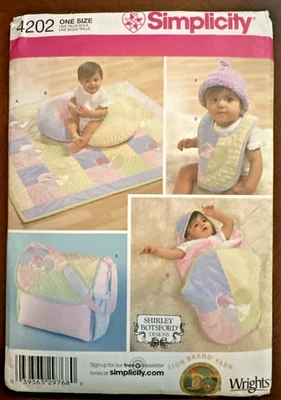 Vintage Simplicity 4202 Baby Accessories Pattern Diaper Bag Quilt Wrap Bib UNCUT - Image 1 of 4