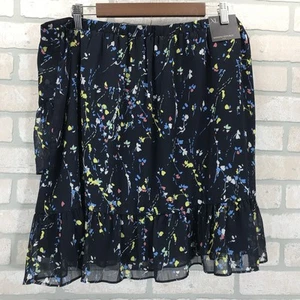 Banana Republic Floral Mini Flirty Ruffle Skirt Sz XL Blue Lined Tiered Stretch - Picture 1 of 13