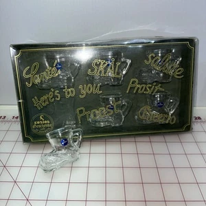 Lot Of 6 Germany Glass Boot Souvenir Shot Glass Set UNIQUE Vintage COOL! - Picture 1 of 12