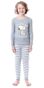 Peanuts Mädchen Kind Unisex Snoopy Woodstock süß & kuschelig Schlaf Pyjama Set - Bild 1 von 4