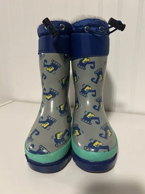 Lily & Dan Rain Boots Boys Construction Trucks Size 7/8  - Image 1 of 4