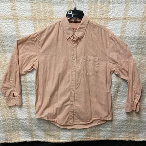 Camisa Izod Para Hombre Grande Naranja Blanco Rayas Manga Larga Con Botones - Imagen 1 de 9