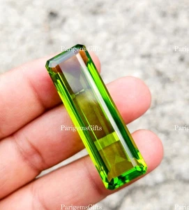 Large Light Green Peridot 65+ Ct Baguette Cut Loose Gemstone - Picture 1 of 6