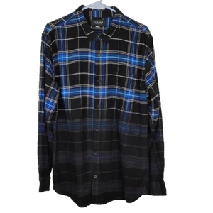 PacSun Camicia Flanella Bottoni Blu Nero Grigio Plaid 100% Cotone Tg XL - Foto 1 di 7