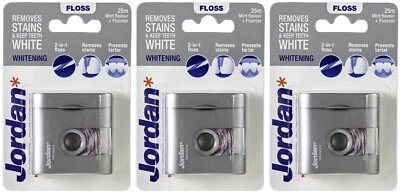 3 JORDAN Whitening Dental Floss Removes Stains Prevents Tartar 25m packs Foto 1 de 4