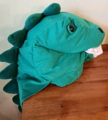 Dinosaur Hat Costume Puppet Youth Kids Plush One Size T-Rex Green Scales VG - Image 1 of 4