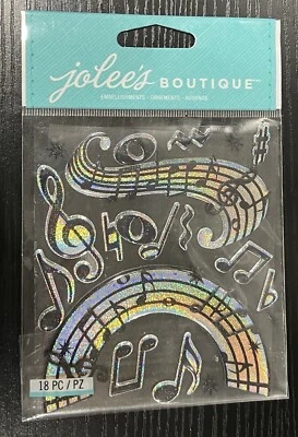 Jolees MUSICAL NOTES STAFF NOTE CLEF NOTES Playing Music Songs Scrapbook Sticker - Image 1 of 2