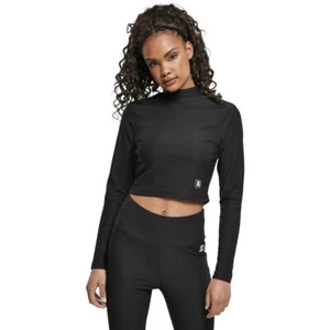 Ladies Turtleneck Long Sleeve Starter Cropped Stretch Rib Cut Off - Picture 1 of 14