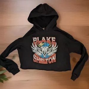 BLAKE SHELTON CROP HOODIE BLACK SIZE MEDIUM WOMENS - Picture 1 of 5