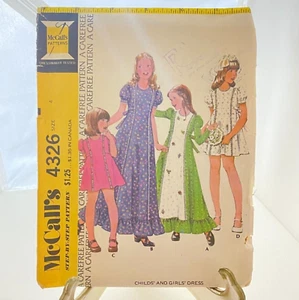#4326 McCalls VTG Childs and Girls Dress Sewing Pattern Size 4 - Picture 1 of 4
