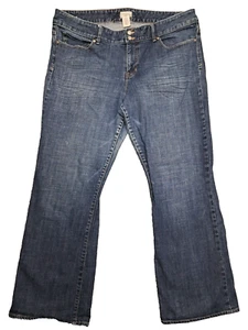 Gap Jeans Womens Sz 18 34R Bootcut Denim Blue Stretch Distressed High Waisted - Picture 1 of 10