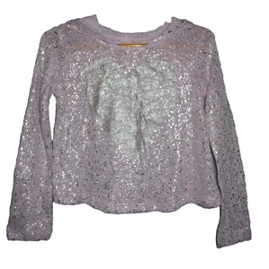 Xhilaration Pink & Silver Heart Hoodie Size Small ~ 6/6X EUC SPARKLES - Picture 1 of 8