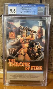 THE THRONE OF FIRE (VHS 1985) Sealed Rare MGM/UA Big Box CGC graded 9.6 A+ Seal - Picture 1 of 7