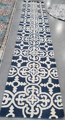 NAVY / IVORY 2'-6" X 14' Flaw in Rug, Reduced Price 1172739683 CAM133G-214 - Image 1 of 4
