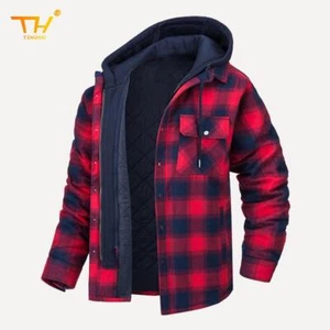 Giacca uomo invernale outdoor con cappuccio e zip stampa a quadri - Foto 1 di 29