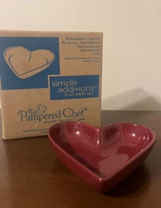 NIB Pampered Chef Simple Additions Cranberry Red 6” Heart Dish Bowl - Picture 1 of 4